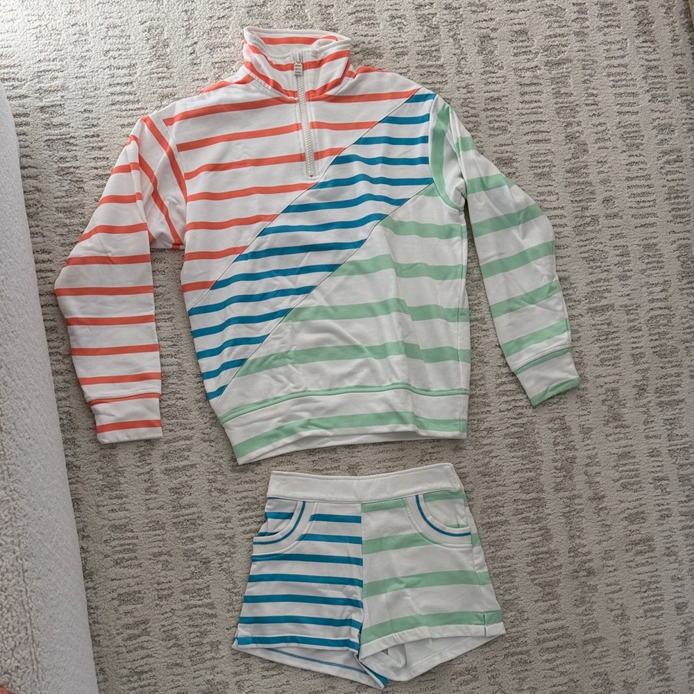 SOLID & STRIPED Multicolor Striped Sweatshirt & Shorts Set